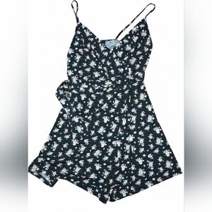 4/20$ Eclipse Black Romper with Floral Design